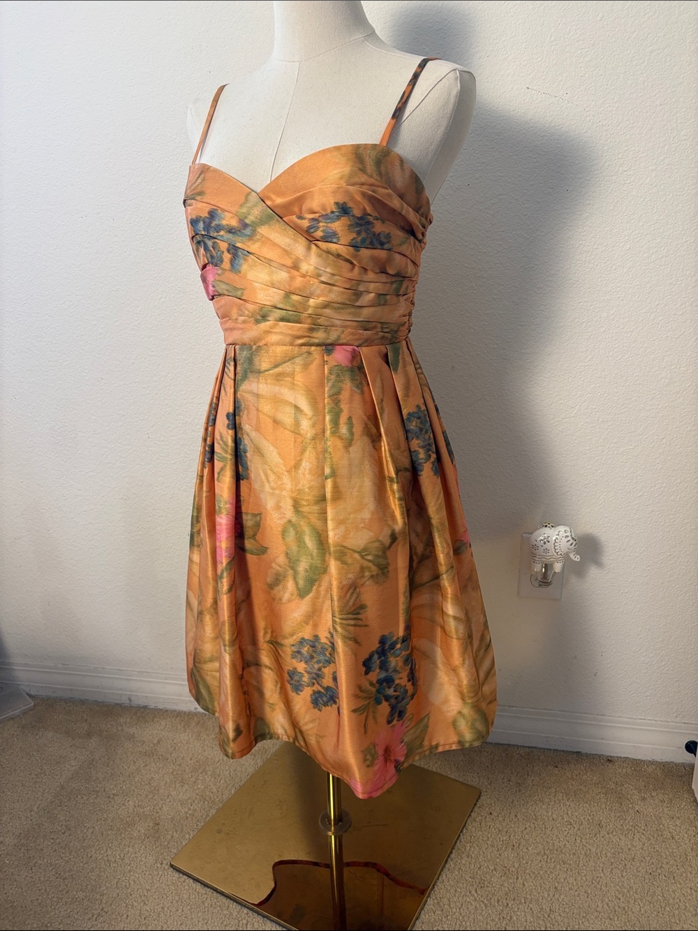 James Coviello Formal Fit-and-Flare Yellow Spaghetti Strap Dress Size 4